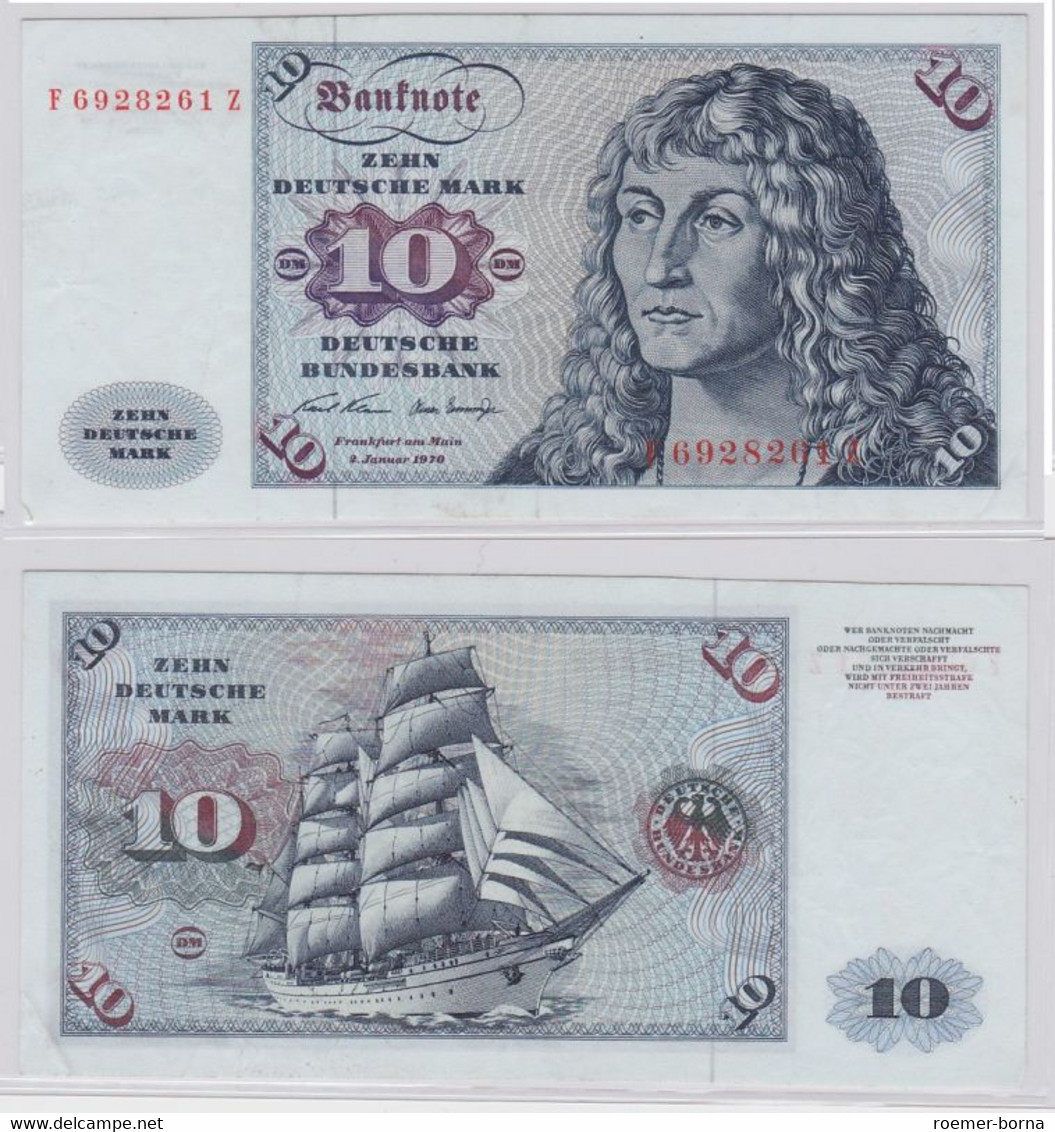 T146693 Banknote 10 DM Deutsche Mark Ro. 270a Schein 2.Jan. 1970 KN F 6928261 Z - 10 Deutsche Mark