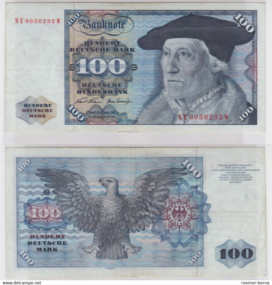 T147128 Banknote 100 DM Deutsche Mark Ro. 273b Schein 2.Jan 1970 KN NE 9036232 W - 100 Deutsche Mark