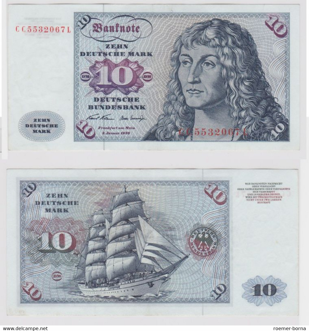 T147335 Banknote 10 DM Deutsche Mark Ro. 270a Schein 2.Jan. 1970 KN CC 5532067 L - 10 DM