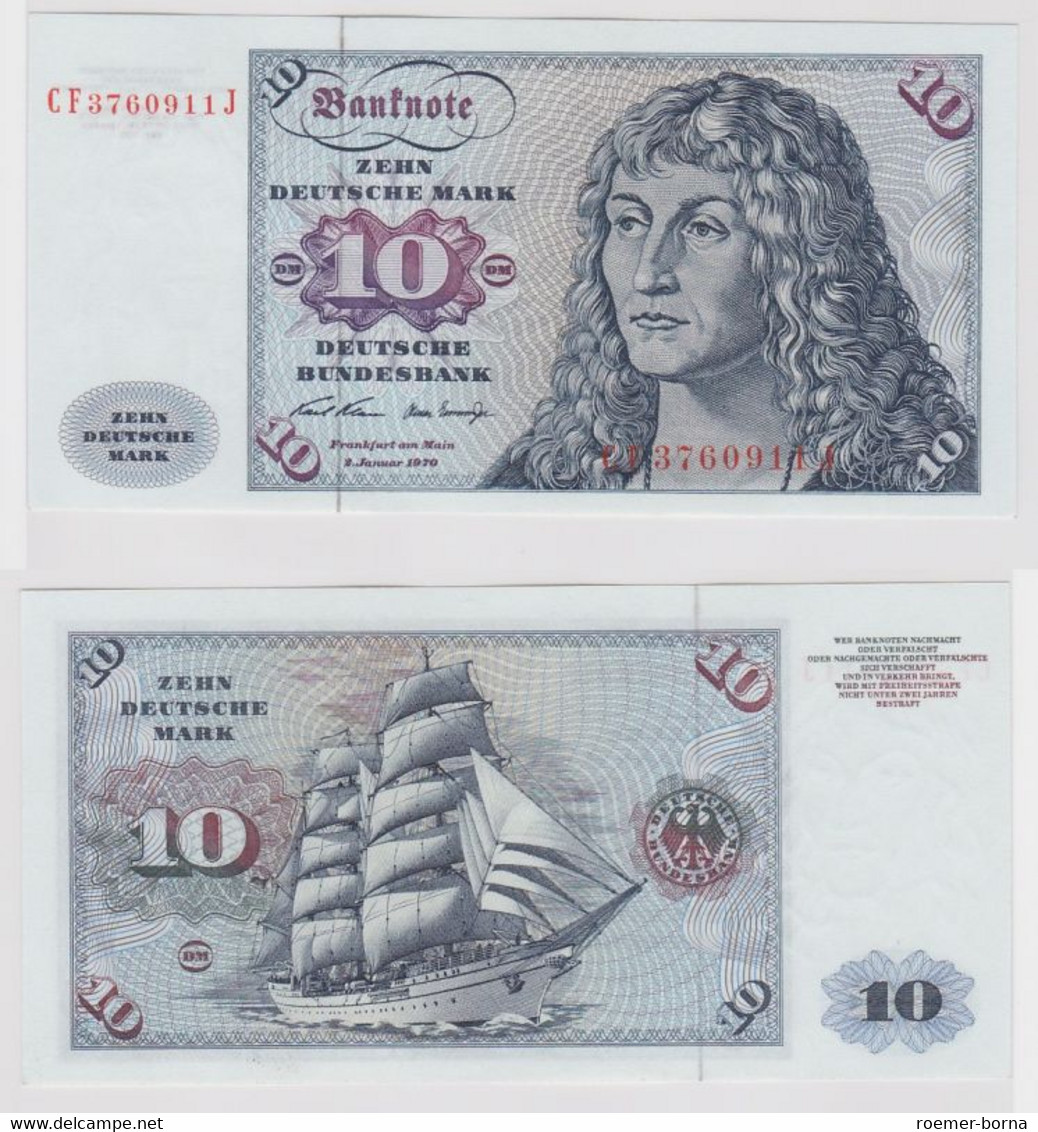 T147457 Banknote 10 DM Deutsche Mark Ro. 270b Schein 2.Jan. 1970 KN CF 3760911 J - 10 Deutsche Mark