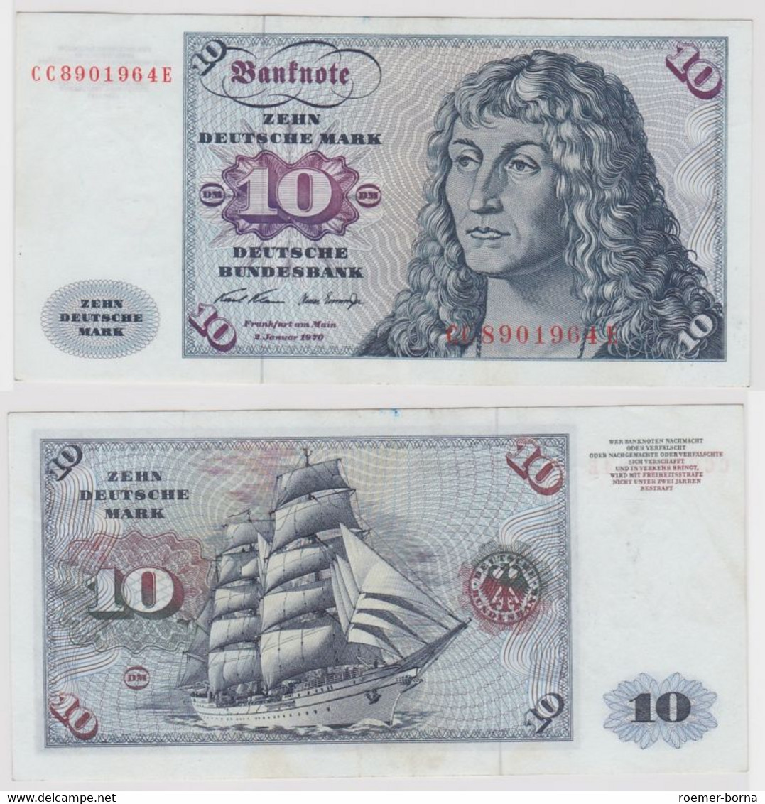 T147465 Banknote 10 DM Deutsche Mark Ro. 270a Schein 2.Jan. 1970 KN CC 8901964 E - 10 Deutsche Mark