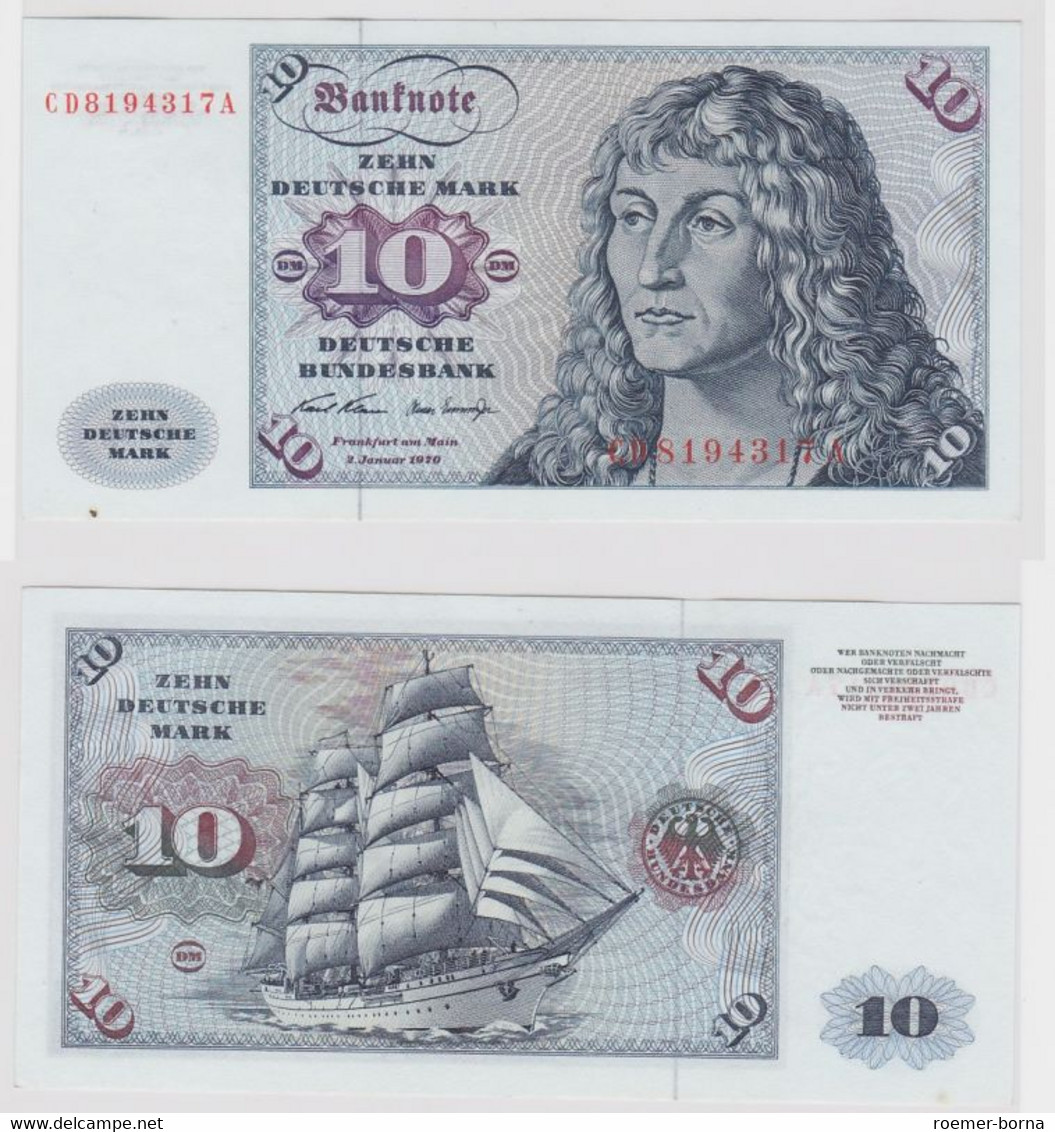 T147539 Banknote 10 DM Deutsche Mark Ro. 270a Schein 2.Jan. 1970 KN CD 8194317 A - 10 Deutsche Mark