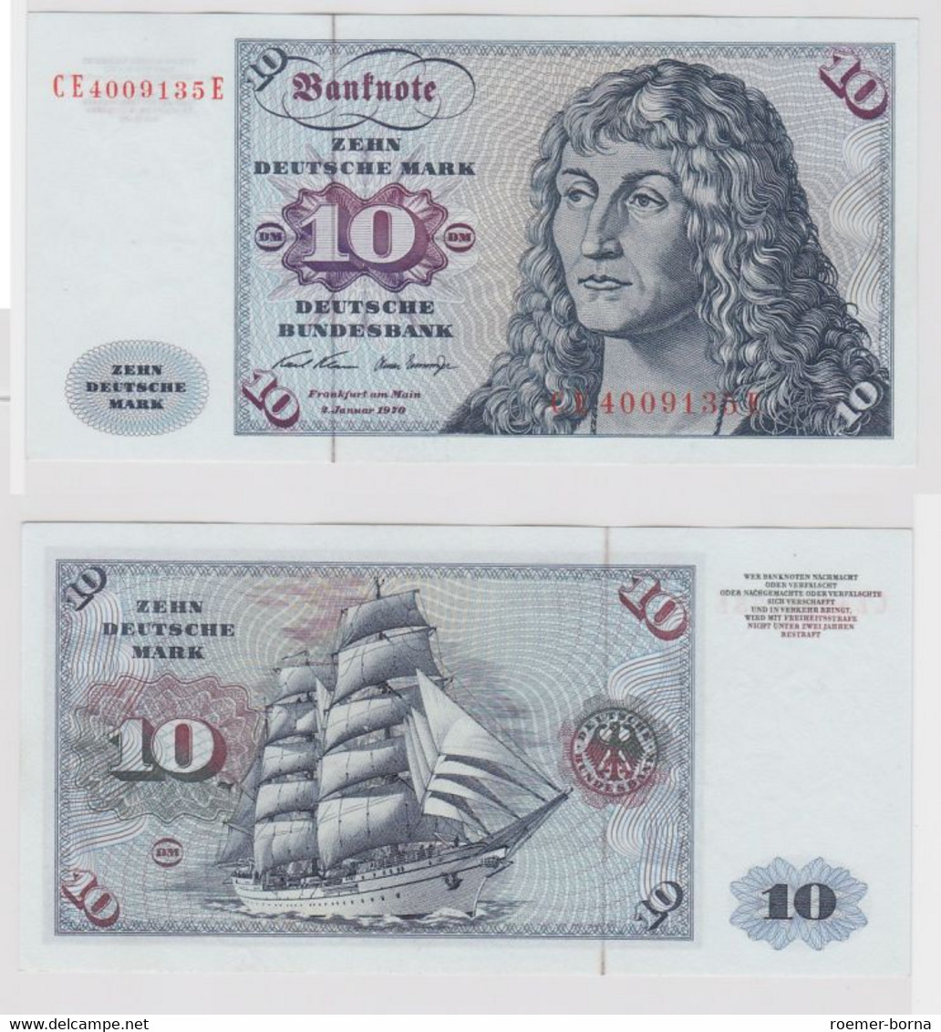 T147564 Banknote 10 DM Deutsche Mark Ro. 270b Schein 2.Jan. 1970 KN CE 4009135 E - 10 Deutsche Mark