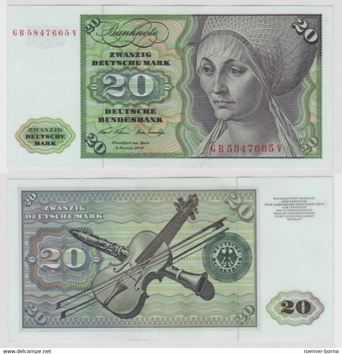 T148162 Banknote 20 DM Deutsche Mark Ro. 271a Schein 2.Jan. 1970 KN GB 5847665 V - 20 DM