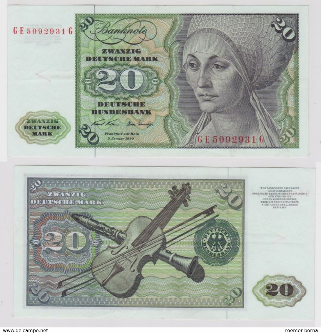 T148646 Banknote 20 DM Deutsche Mark Ro. 271b Schein 2.Jan. 1970 KN GE 5092931 G - 20 Deutsche Mark