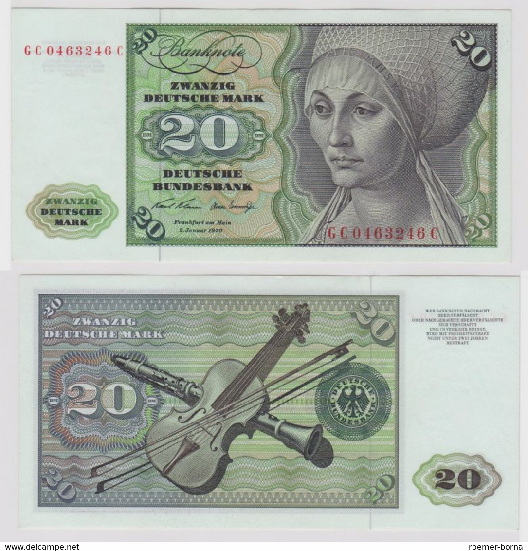 T148692 Banknote 20 DM Deutsche Mark Ro. 271a Schein 2.Jan. 1970 KN GC 0463246 C - 20 DM