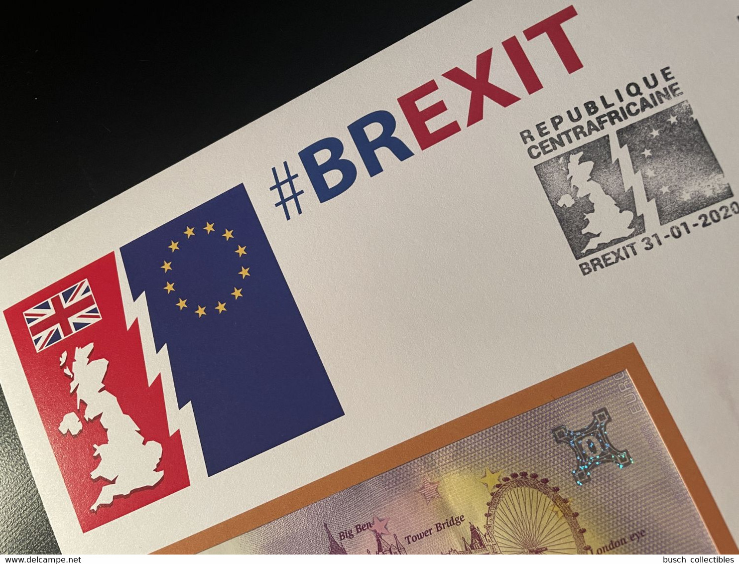 Euro Souvenir Banknote Cover Brexit United Kingdome Central Africa European Union Banknotenbrief - Andere & Zonder Classificatie
