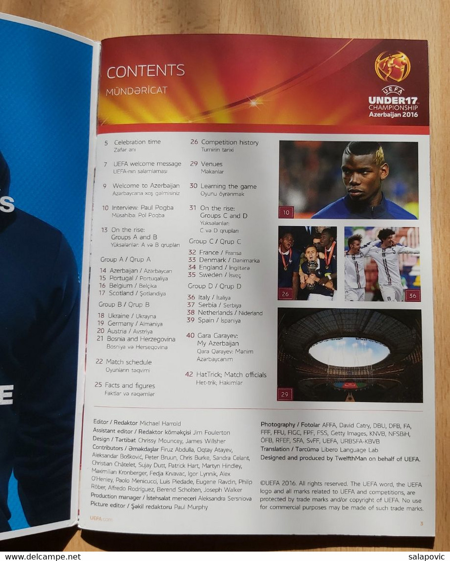 PROGRAM UEFA European Under-17 Championship In Azerbaijan, Football - Livres