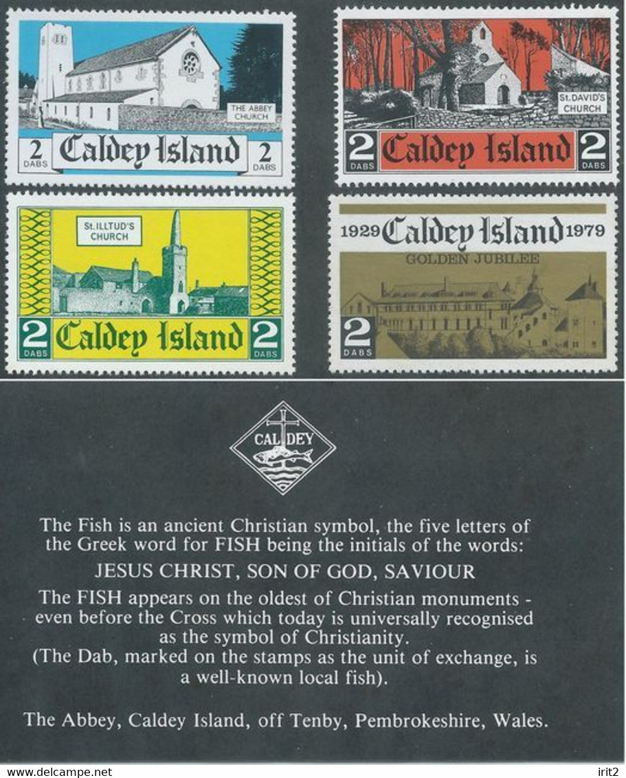 Great Britain,WALES - CALDEY ISLAND - 1976 Cinderella - Christian Monuments,  Never Hinged, Complete Series - Werbemarken, Vignetten