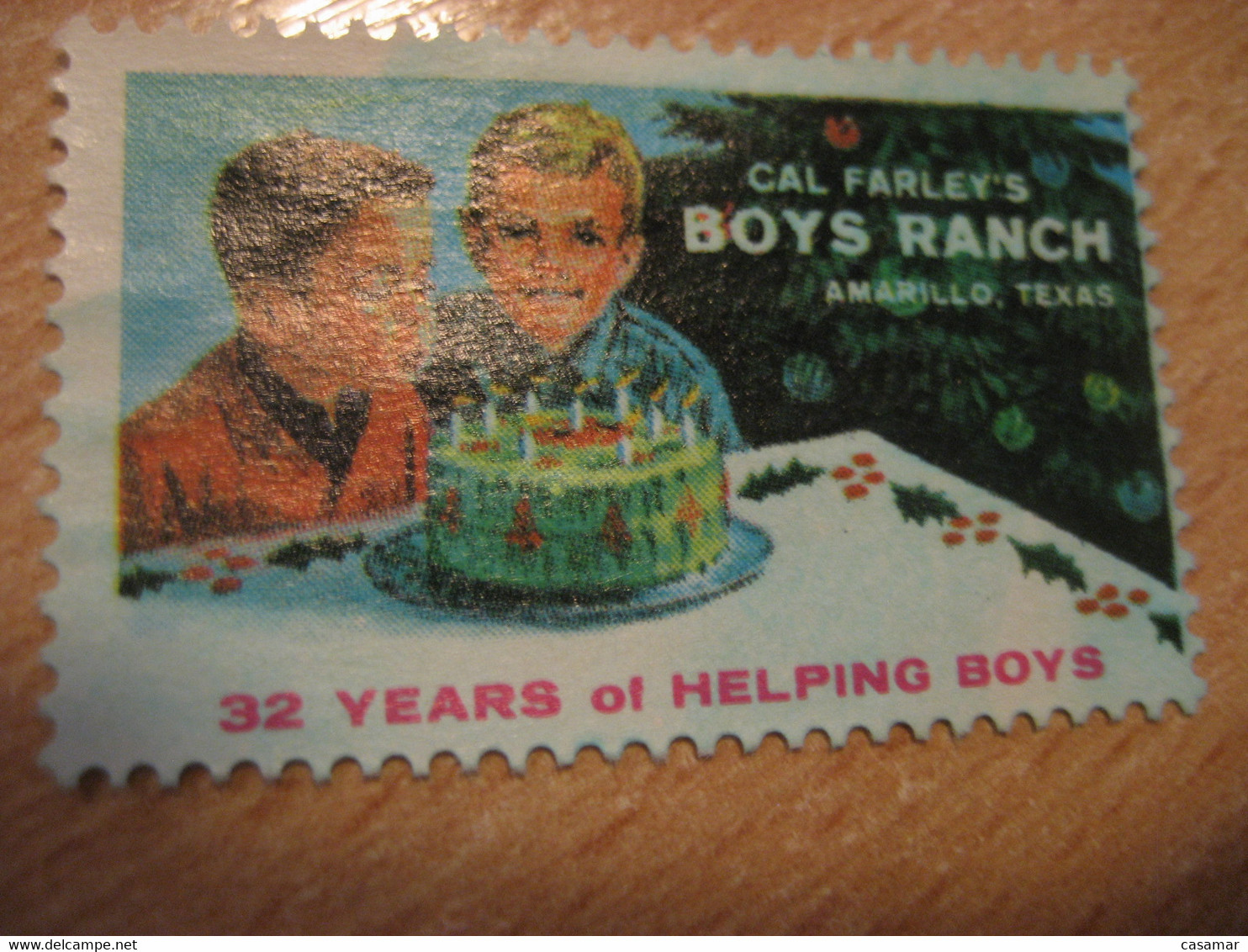 Child Birthday Cake Amarillo Texas Cal Farley's Boys Ranch Poster Stamp Vignette USA Label - Unclassified