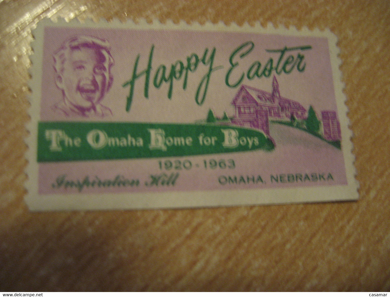 Happy Easter 1920 1963 Nebraska The Omaha Home For Boys Poster Stamp Vignette USA Label - Unclassified