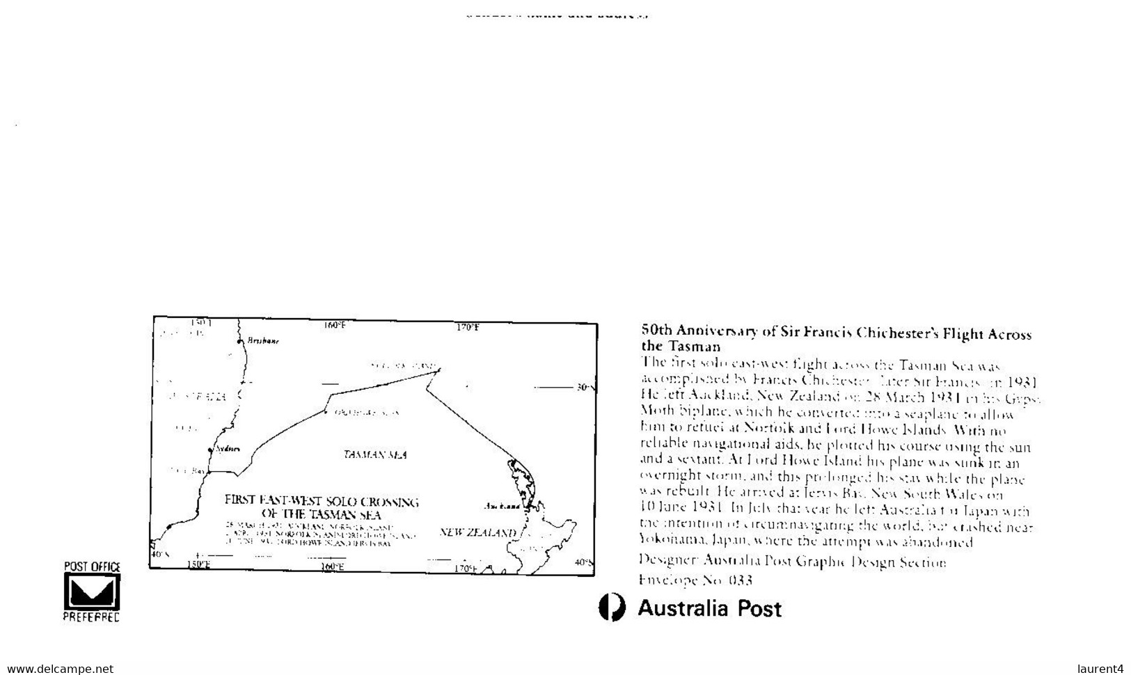 (II [ii] 14) Australia - 1981 - Aviation (2 Covers With Special Postmarks)  Chichester's Tasman Flight 50th Ani. - Eerste Vluchten