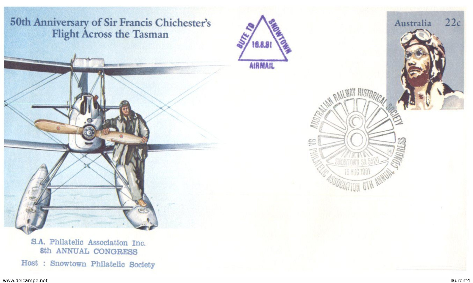 (II [ii] 14) Australia - 1981 - Aviation (2 Covers With Special Postmarks)  Chichester's Tasman Flight 50th Ani. - Eerste Vluchten