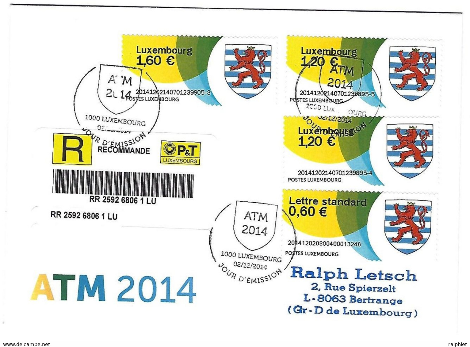 Luxembourg 2014 ATM Blason ¦ Coat Of Arms ¦ Wappen - Briefe U. Dokumente