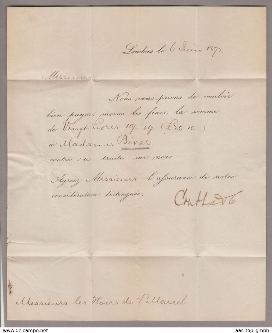 Grossbritannien 1872-06-06 Charing Cross Brief Nach Lausanne Mit 2 1/2 P. Mi#28 Pl7 - Briefe U. Dokumente