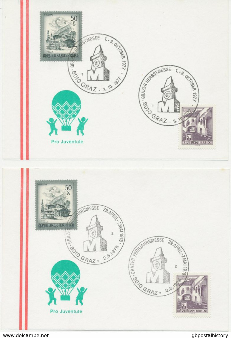 ÖSTERREICH 1975/8, 33 Versch. SST MESSE Auf Kab.-Postkarten - Collections