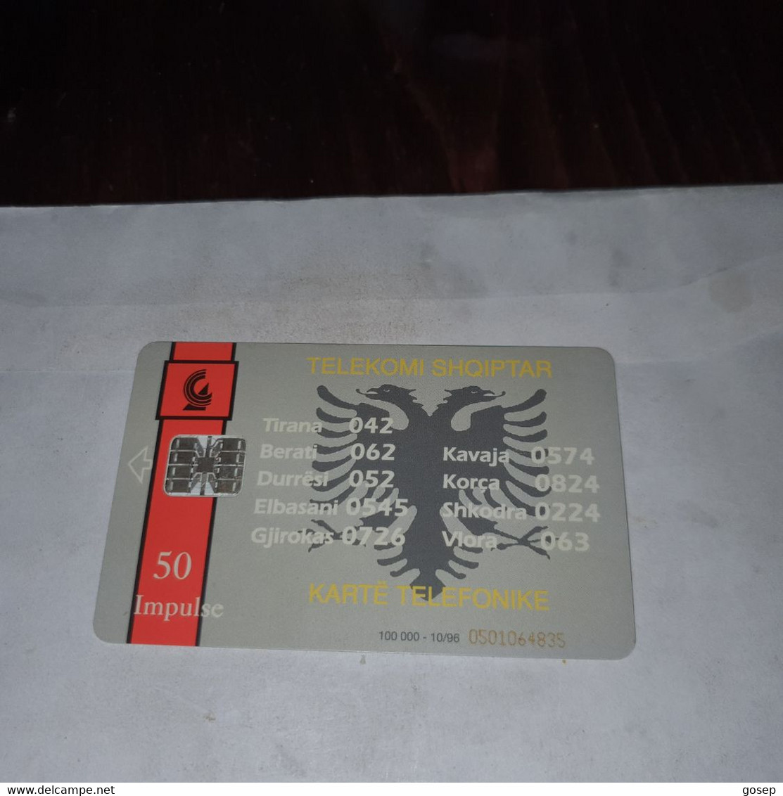 Albania-insig-(50impulse)-(9)-(0501064835)-tirage-100.000-used Card+1card Prepiad Free - Albanie