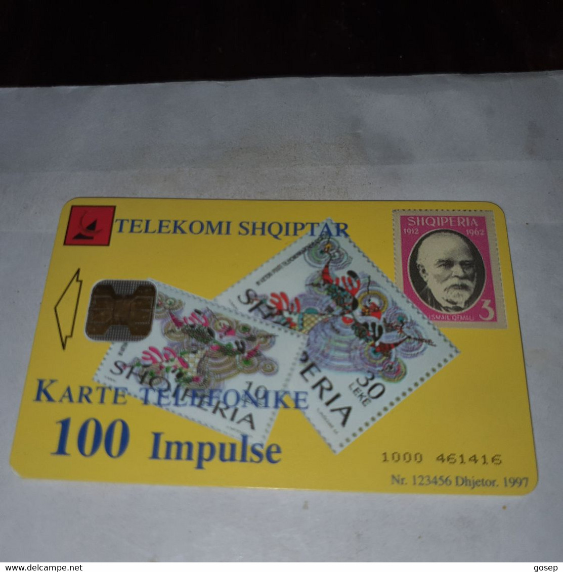 Albania-Stamps/old Telephone-(100impulse)-(15)-(1000-461416)-tirage-?-used Card+1card Prepiad Free - Albania