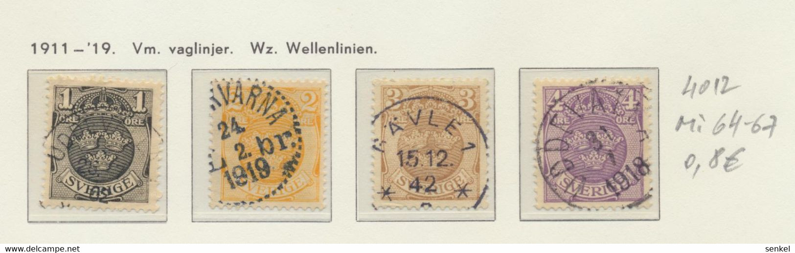 4412 Sweden Sverige Schweden 1911 - 1919 Used Set Mi 64 - 67 - Other & Unclassified