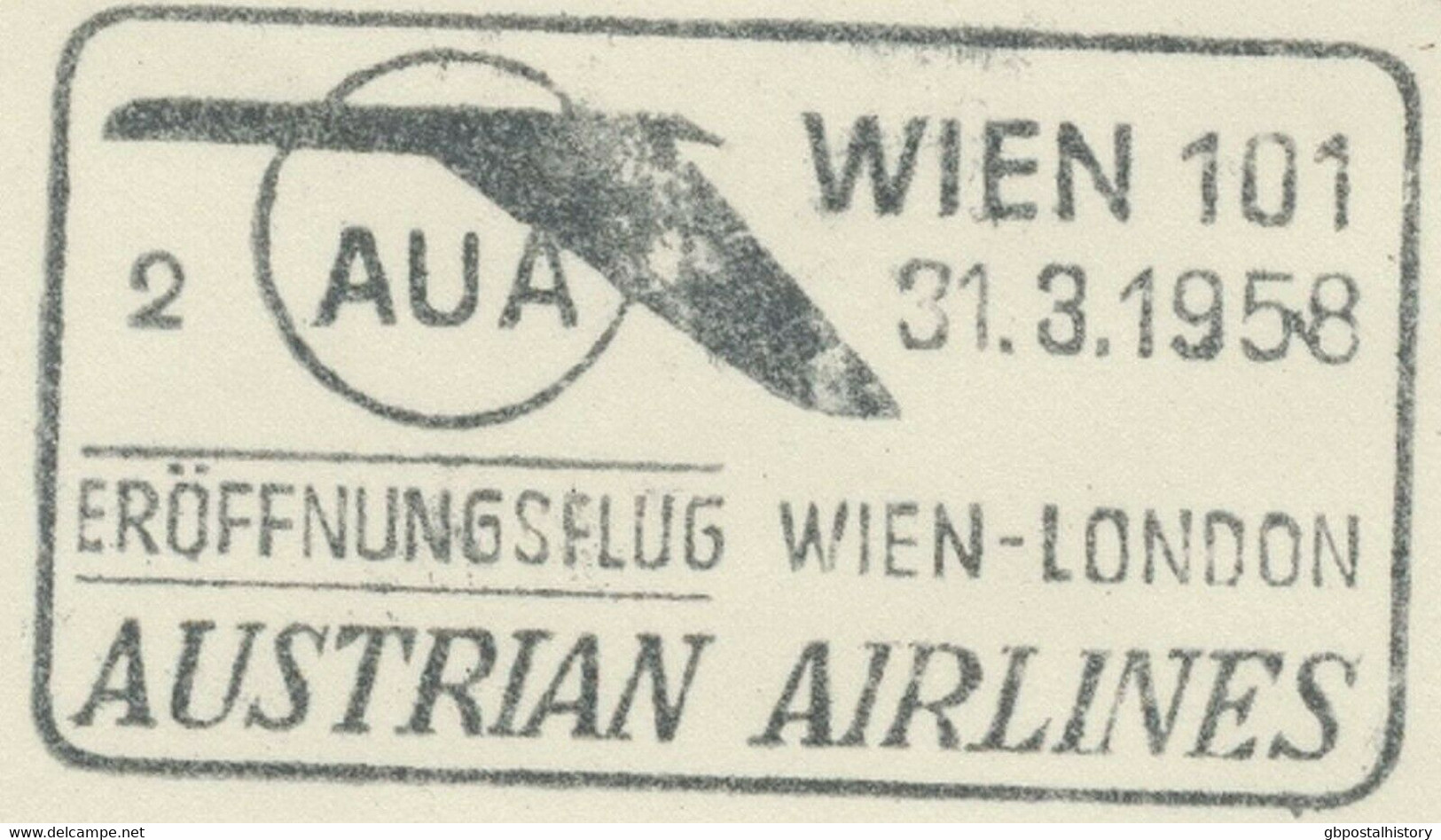 ÖSTERREICH 1958, AUA Kab.-Erstflug „WIEN – LONDON“ - Eerste Vluchten