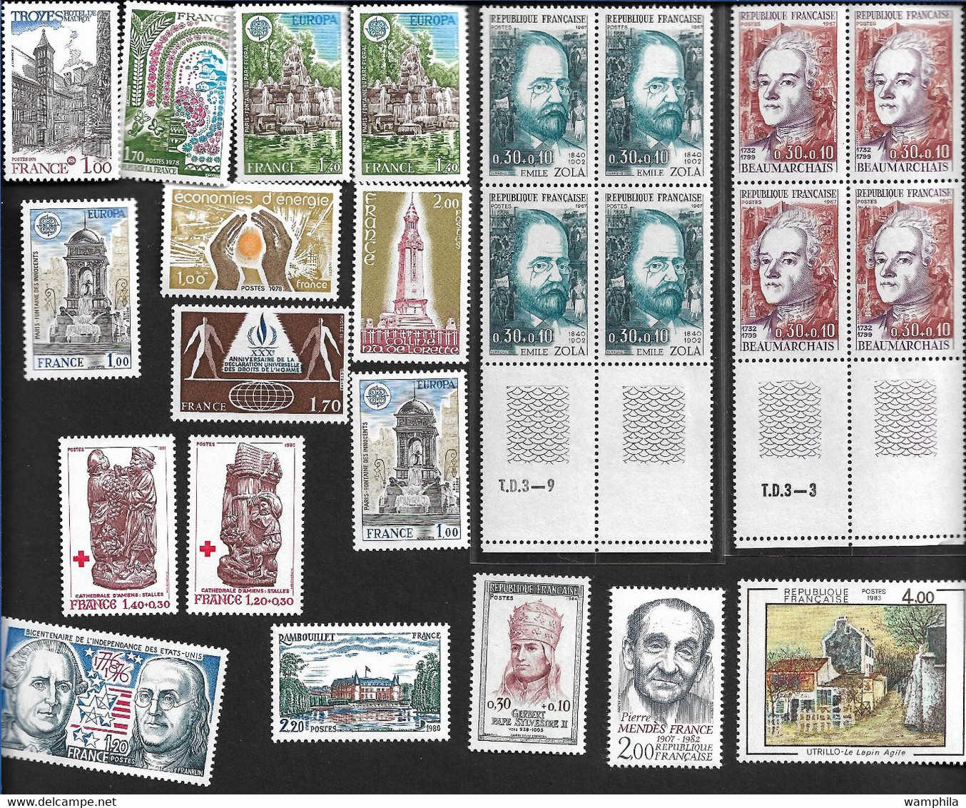 France un lot de timbres moderne (Timbres argent, blocs, et divers).