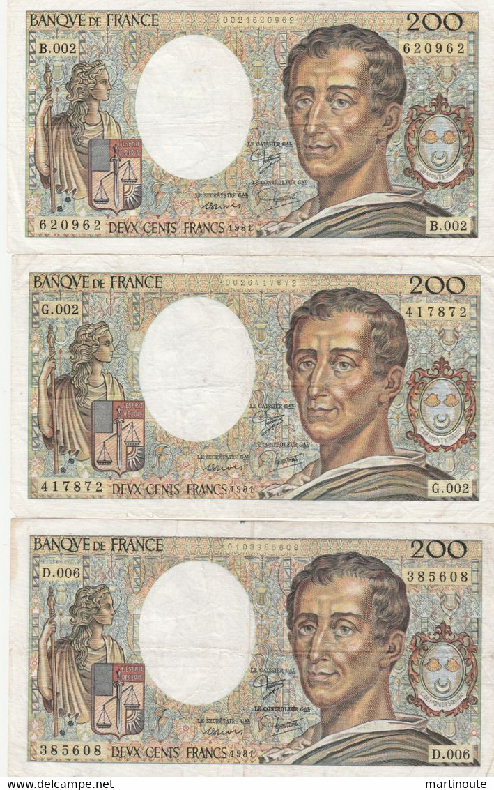 Bon Lot De 5 Billets De 200 Francs De 1981. - Kiloware - Banknoten