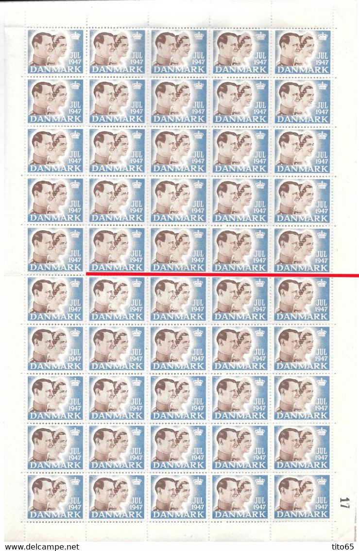 Denmark; Christmas Seals. Full Sheet 1947   MNH** - Full Sheets & Multiples