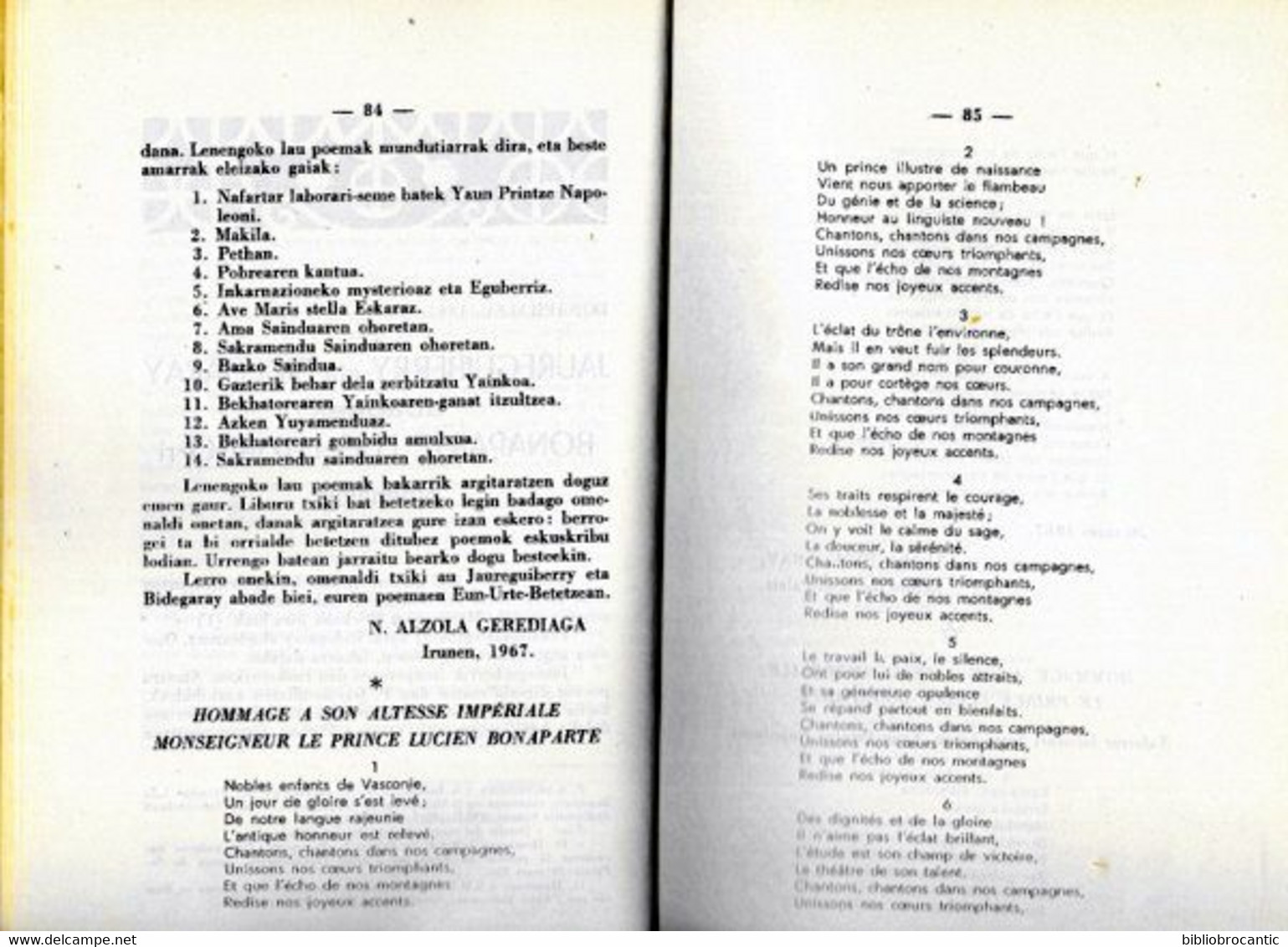 Revue GURE HERRIA - N°2/1968 <  JOUREGUIBERRY ETA BIDEGARAY ABADEEK BONAPARTE... Etc.../Scan Sommaire - Pays Basque