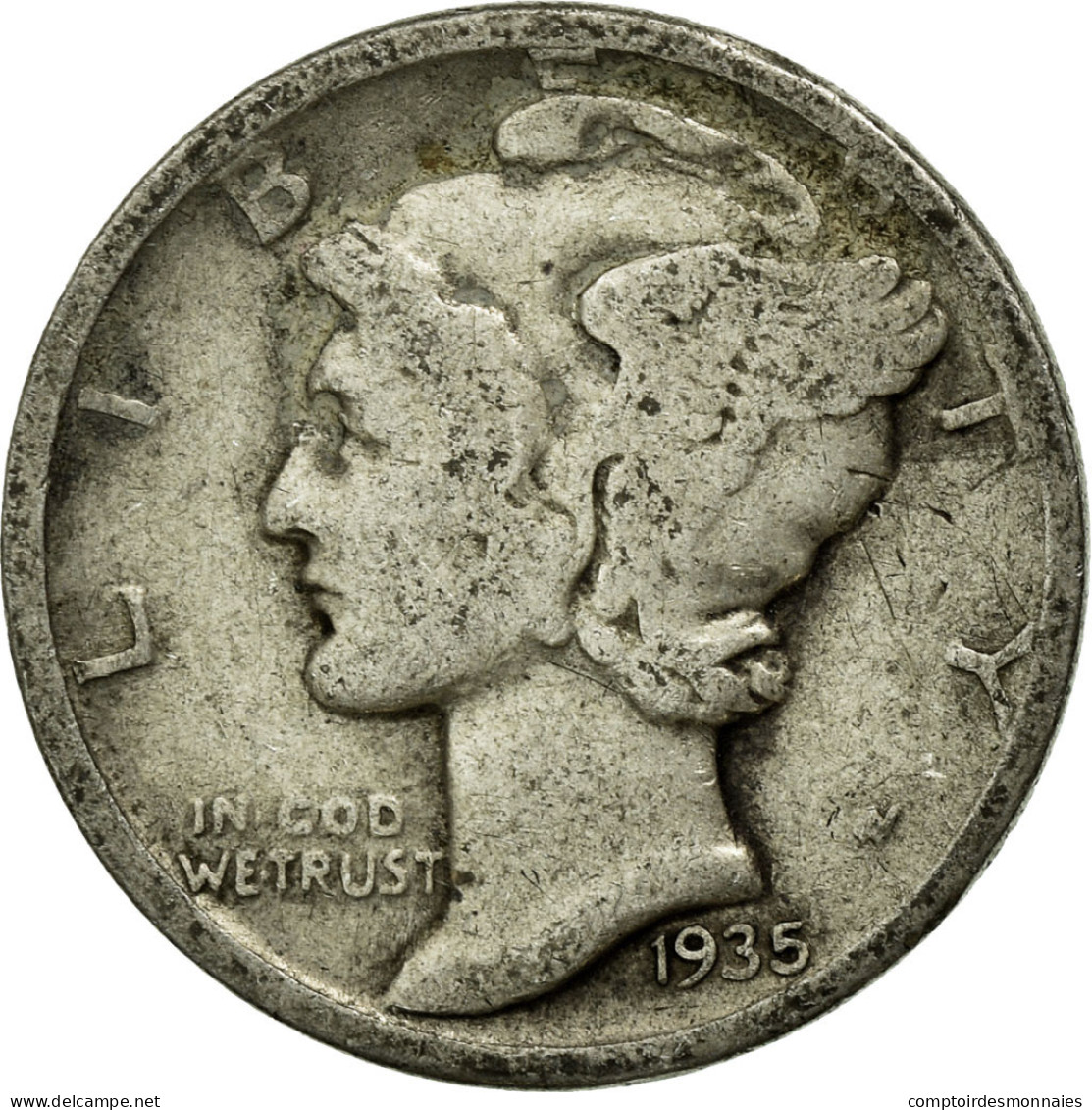 Monnaie, États-Unis, Mercury Dime, Dime, 1935, U.S. Mint, Philadelphie, TB - 1916-1945: Mercury (Mercure)