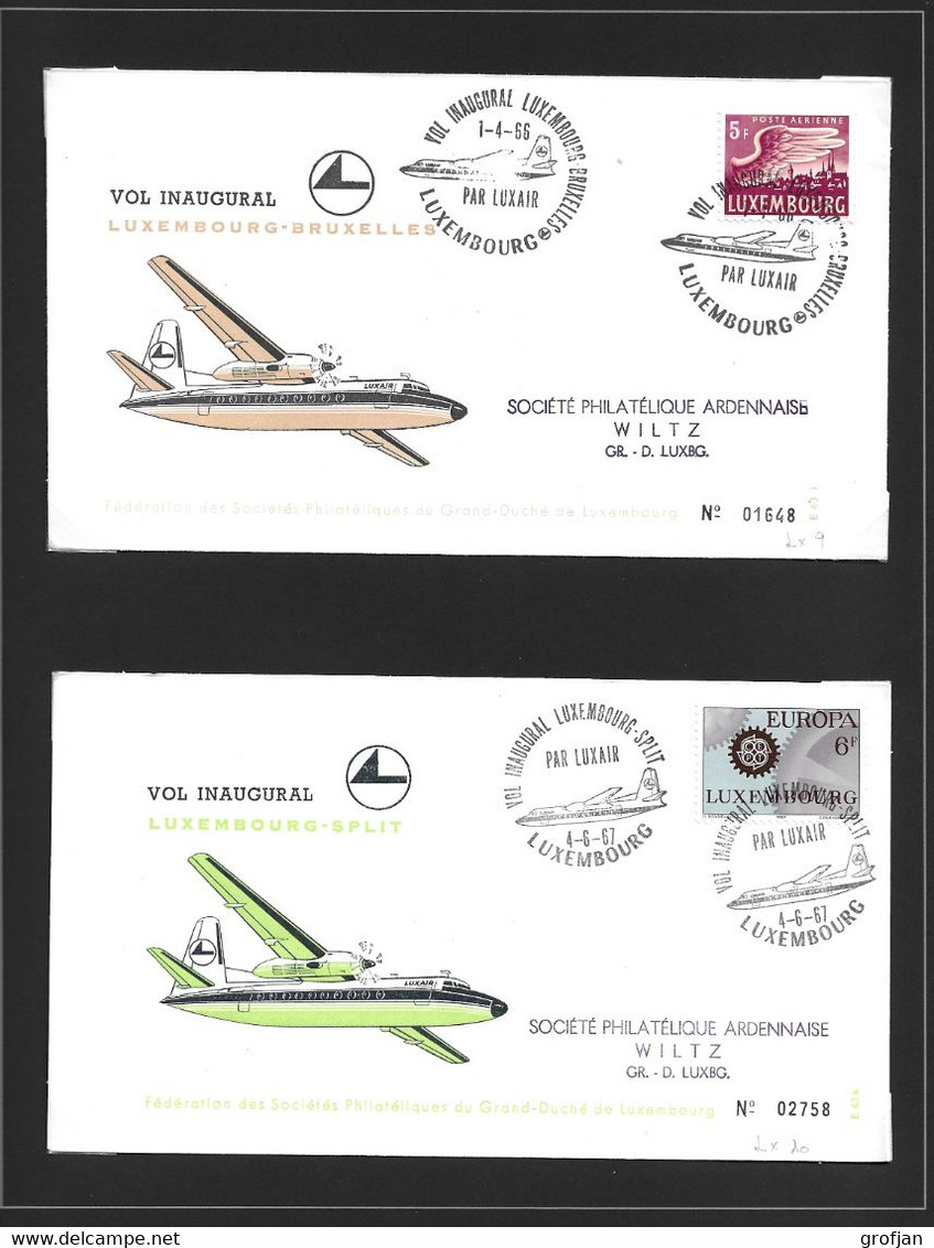 Luxembourg - Post Aérienne - Luftpost - Collection Vols Luxair LX1-LX21 Sur Feuilles Lindner - Verzamelingen