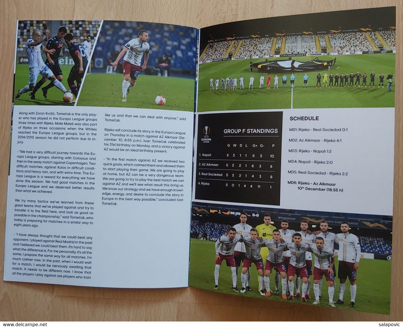 FOOTBALL MATCH PROGRAM HNK RIJEKA (Croatia) Vs AZ ALKMAR (Netherlands) UEFA EUROPA LEAGUE Group F, 10.12.2020 - Books