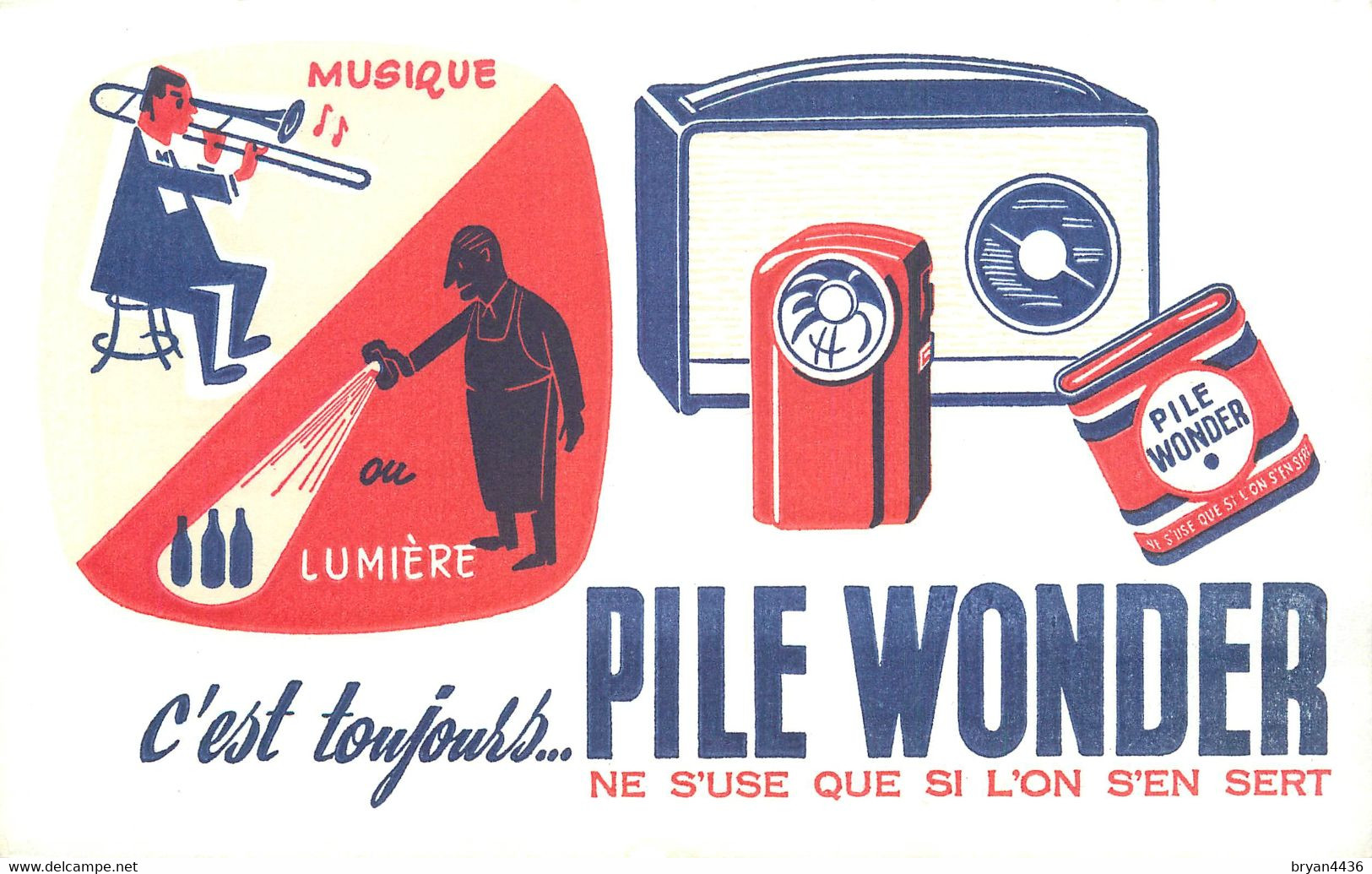 PILE WONDER - BUVARD ANCIEN ILLUSTRE (13 X 21 Cm). - Batterien