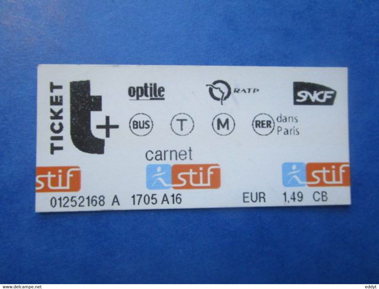 TICKET Métro Autobus RATP SNCF - PARIS  - 2° Classe - Reseaux Ferres - TBE - Mondo