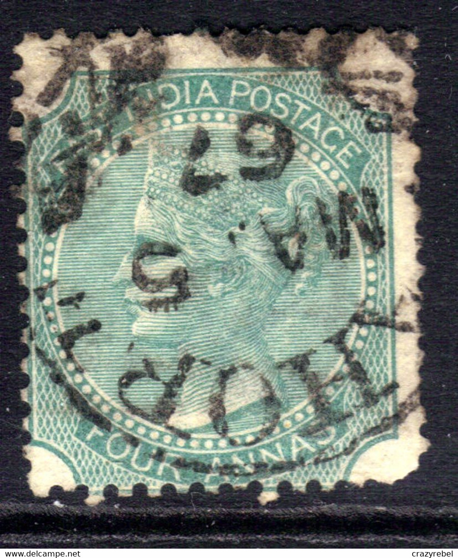 India 1866 - 78 QV 4 Anna Green Used SG 69 Die 1 ( C901 ) - Other & Unclassified