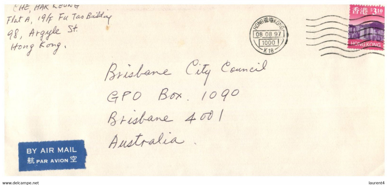 (II (ii) 31) Letter Posted From Hong Kong To Singapore & Australia (2 Covers) 1997 & 2007 - Andere & Zonder Classificatie