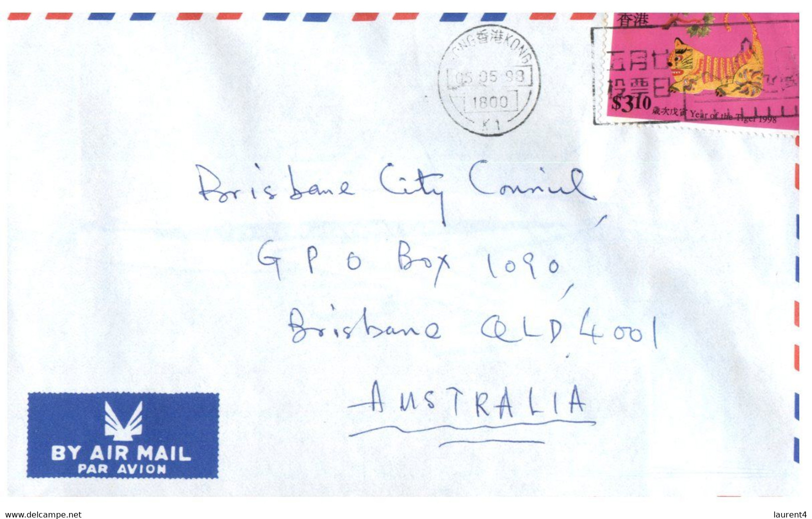 (II (ii) 31) Letter Posted From Hong Kong To Australia (2 Covers) 1994 & 1998 (Chinese New Year Stamp) - Cartas & Documentos