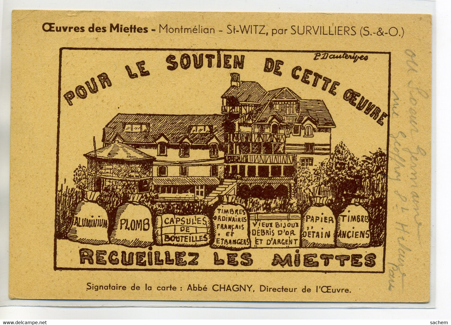 95 ST SAINT WITZ  Oeuvres Des Miettes  écrite Par Directeur Abbé CHAGNY   En 1955 Vpoir Dos  D09 2017 - Saint-Witz