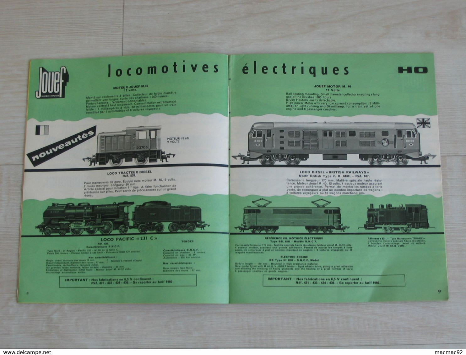 Catalogue Trains HO -JOUEF 1962   **** EN ACHAT IMMEDIAT **** - Autres & Non Classés