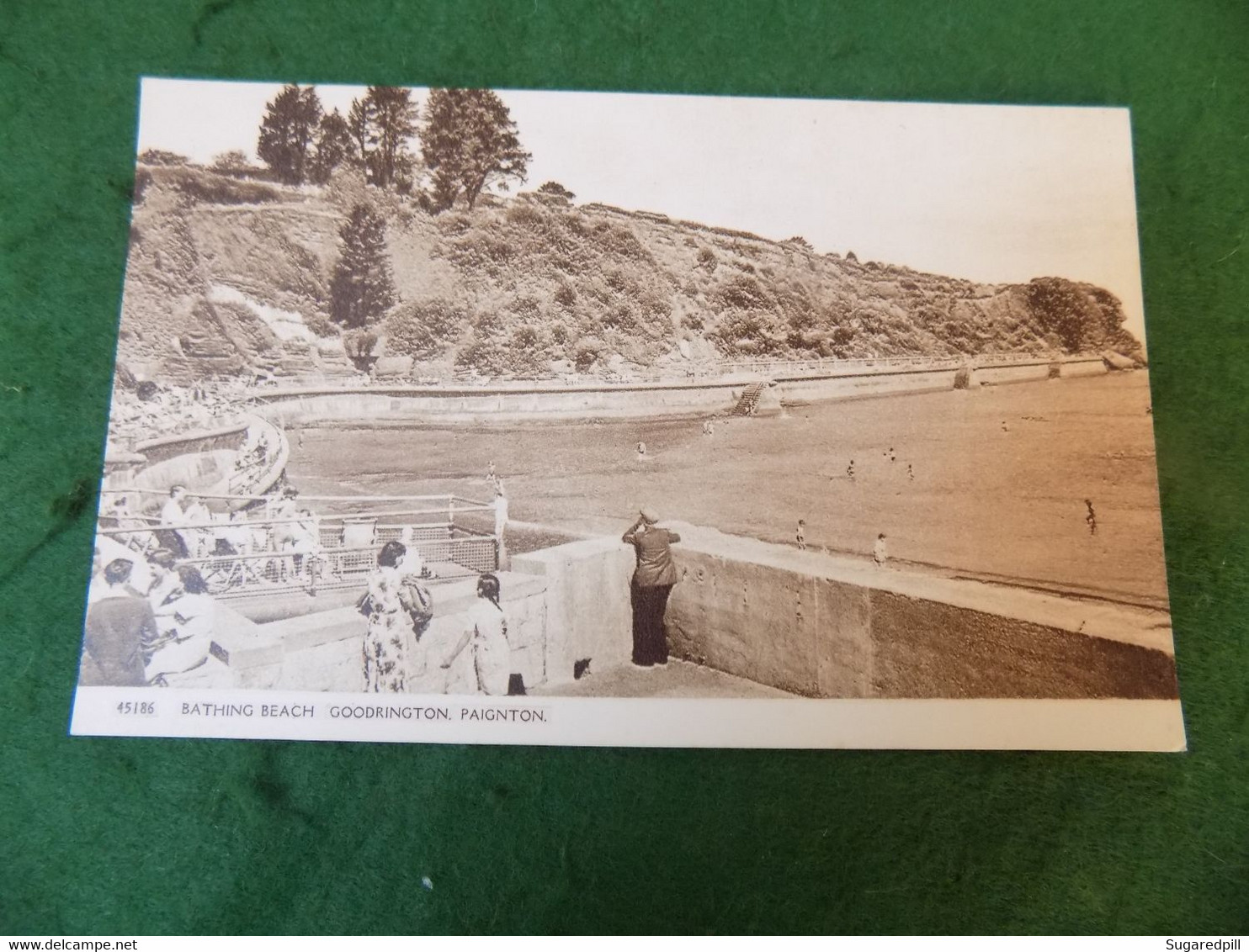 VINTAGE UK SOUTH DEVON: PAIGNTON Goodrington Bathing Beach Sepia Harvey Barton - Paignton