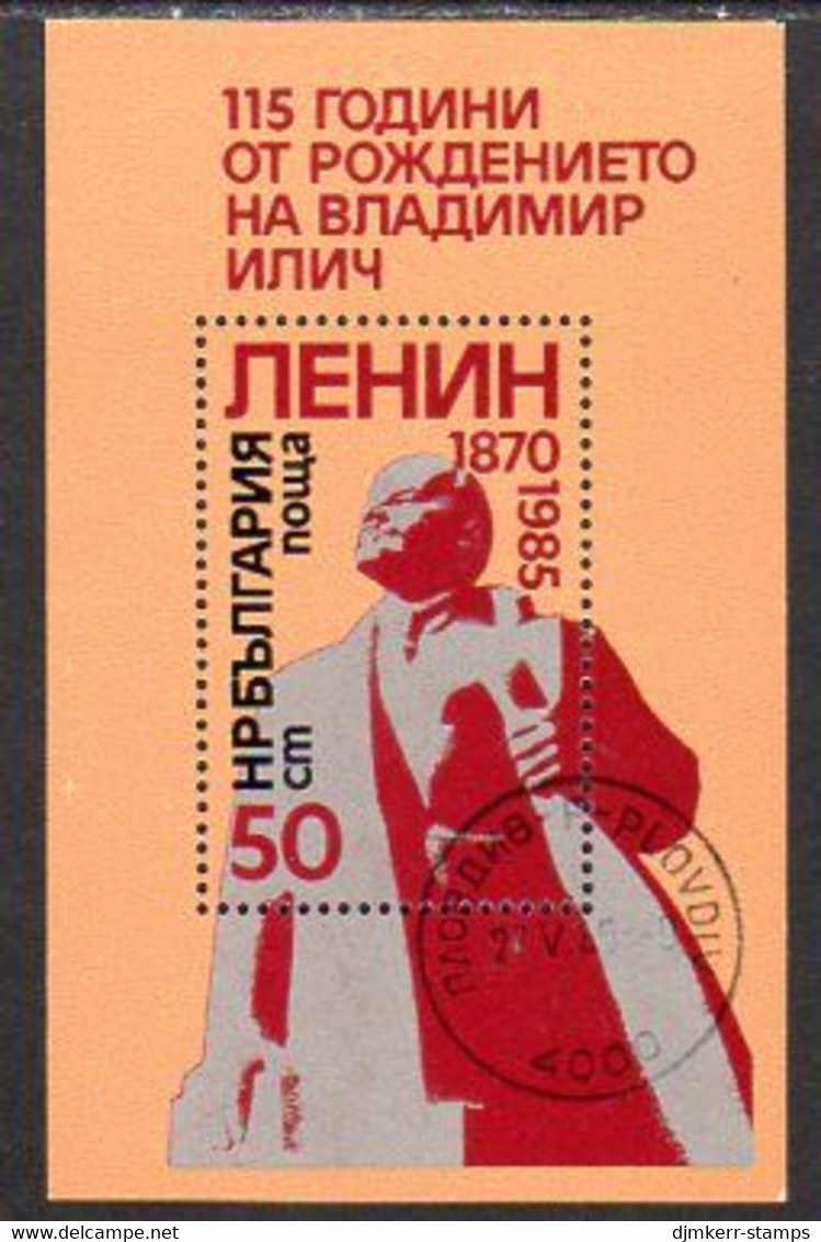 BULGARIA 1985 Lenin Birth Anniversary Block Used.  Michel Block 152 - Gebruikt