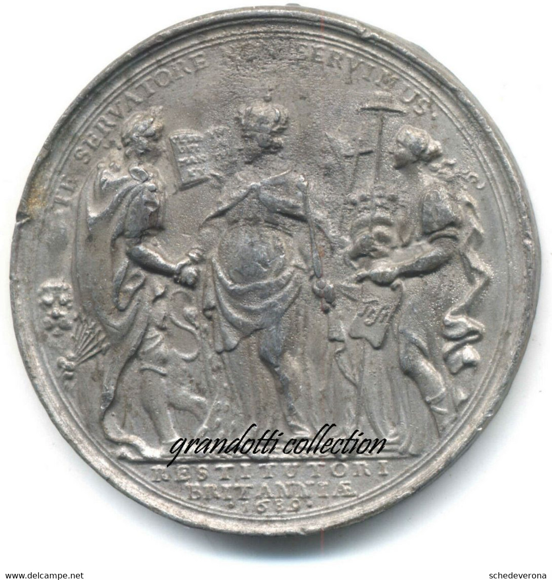 GUGLIEMO III INGHILTERRA 1689 BRITANNIA RESTITUITA MEDAGLIA MÜLLER - Adel