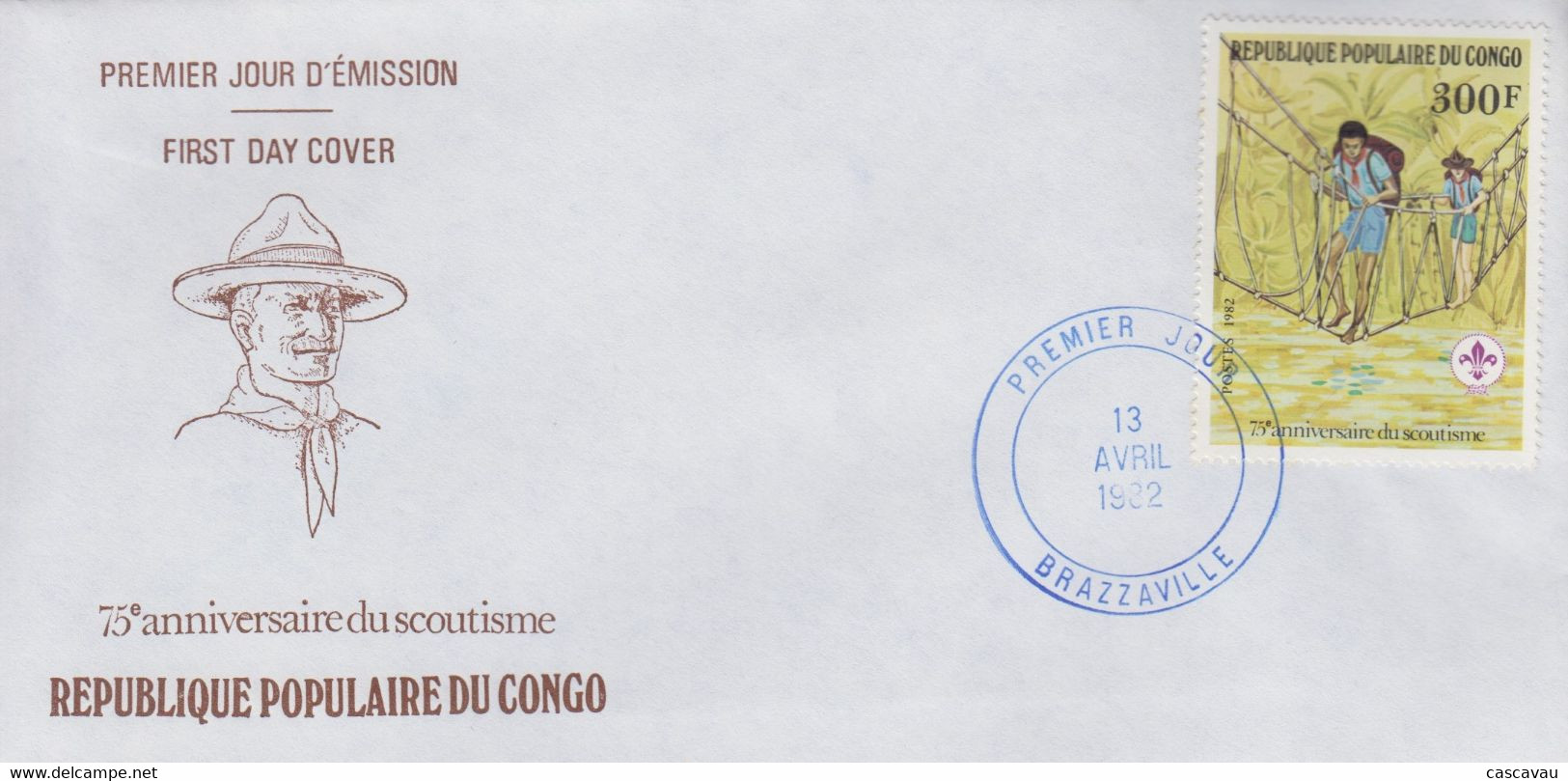 Enveloppe  FDC  1er  Jour    CONGO     75éme  Anniversaire  Du  SCOUTISME   1982 - FDC