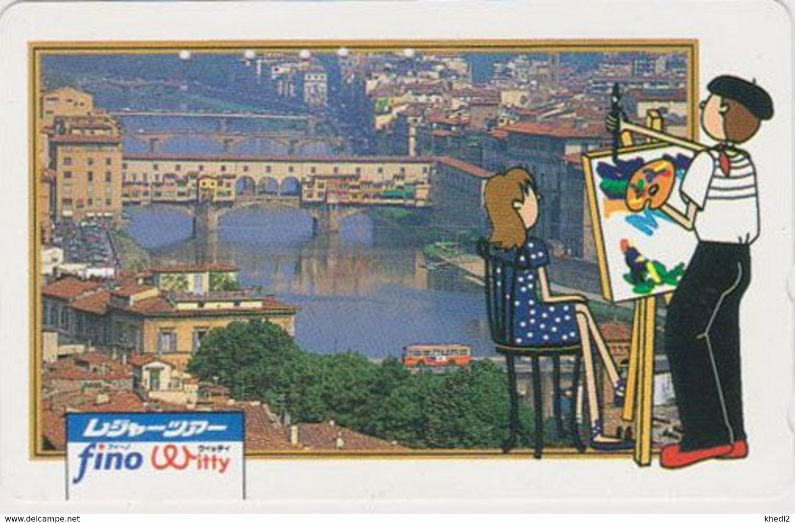 TC JAPON / 110-011 - FIRENZE PONTE VECCHIO - Pont & Peintre - Painter In Florence -  ITALY Rel JAPAN Phonecard - 277 - Chevaux