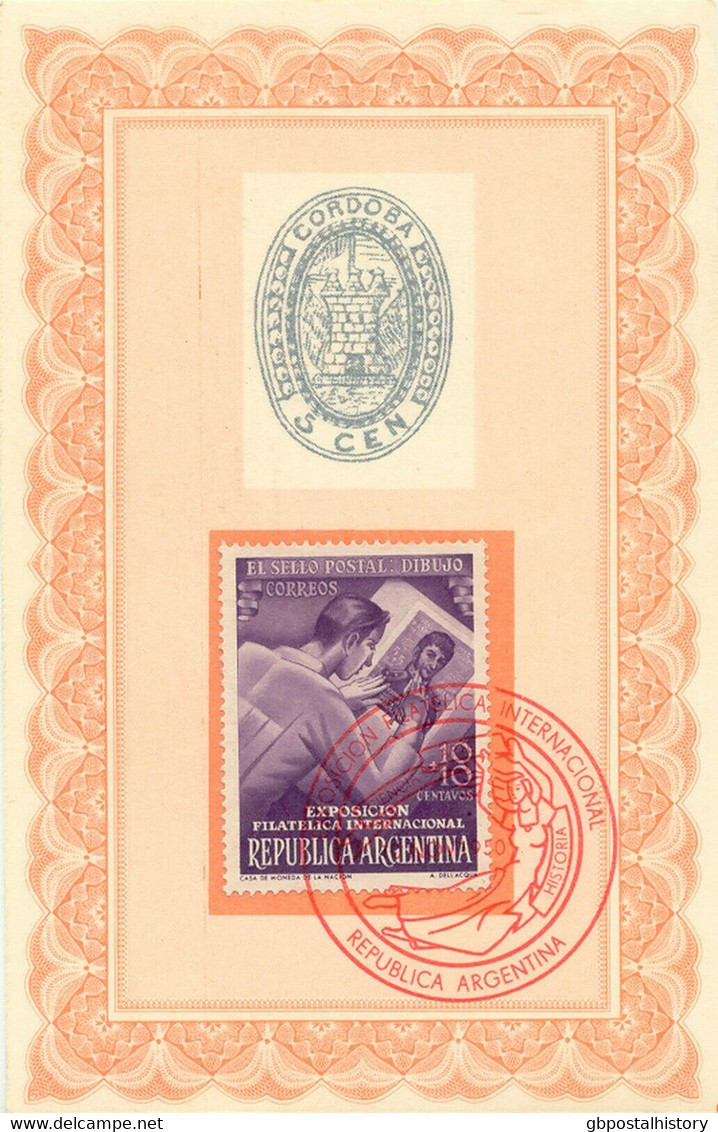 ARGENTINIEN 1950 Int. Briefmarkenausstellung, 9 Versch. Farbige AK's M. SST - Covers & Documents