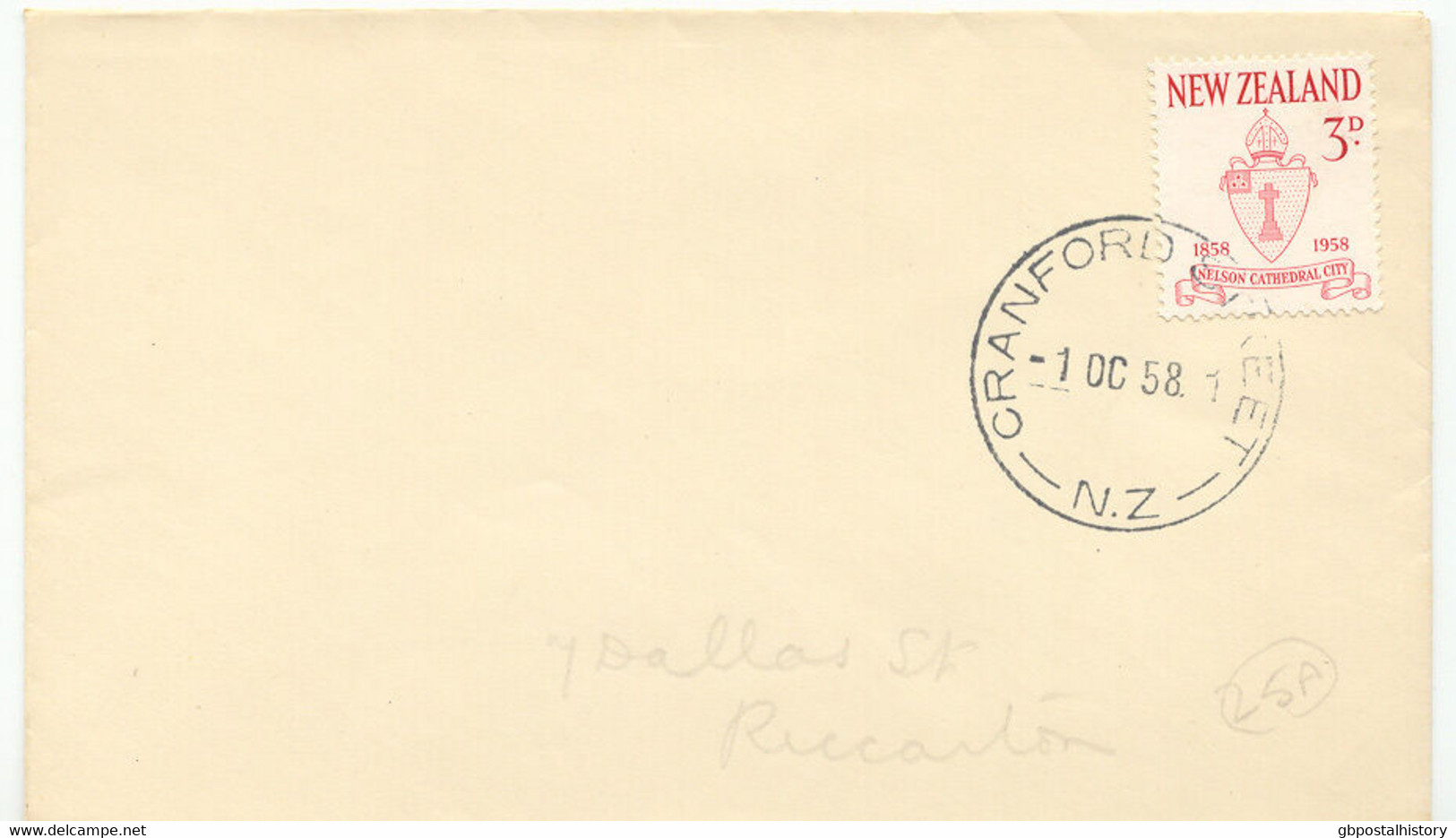 NEW ZEALAND 1958 100 Years Nelson Cathedral City 3 D On Superb Cover - Cartas & Documentos