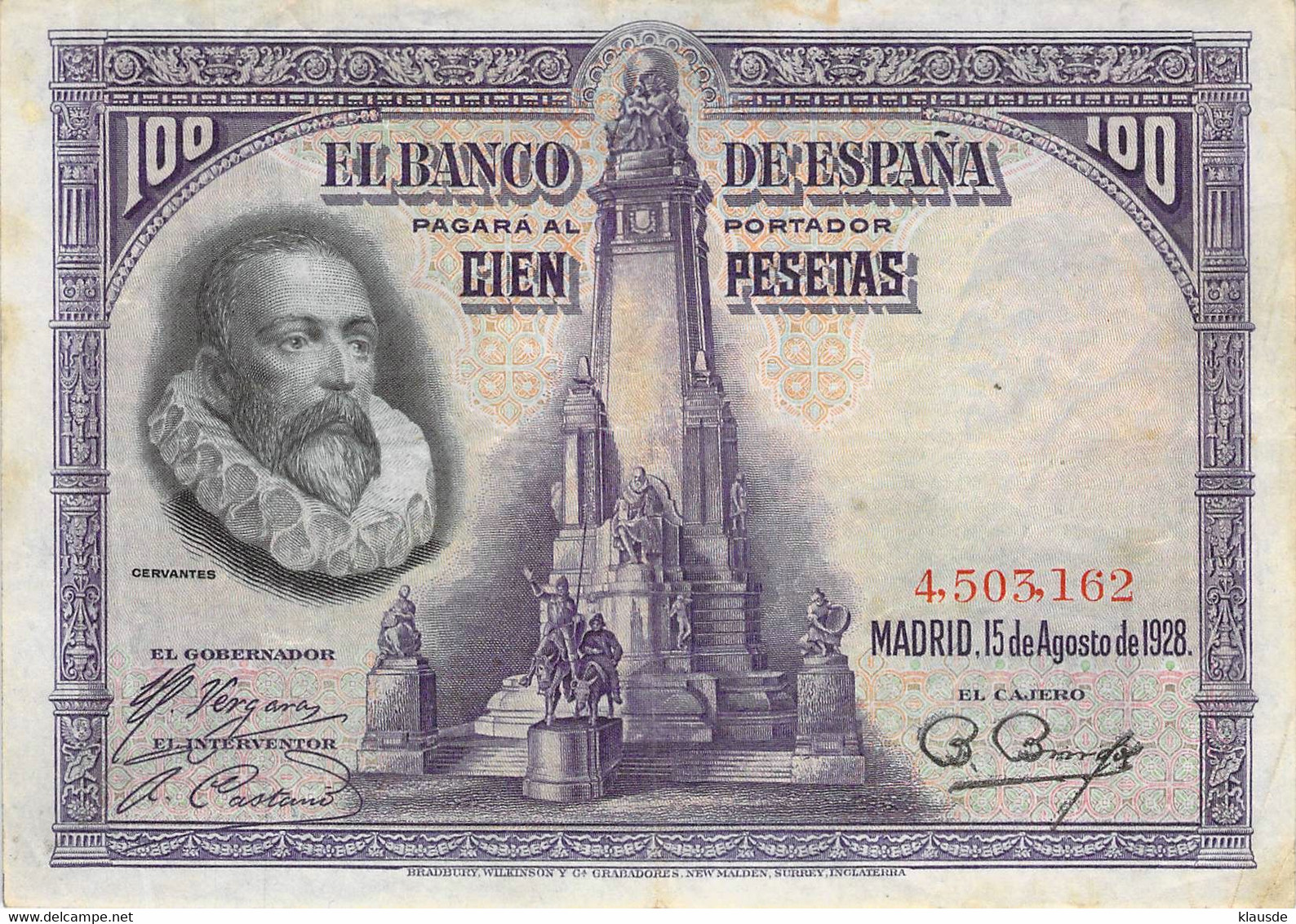 Spanien 100 Pesetas - Felipe II - 1928 VF/F III - 100 Pesetas