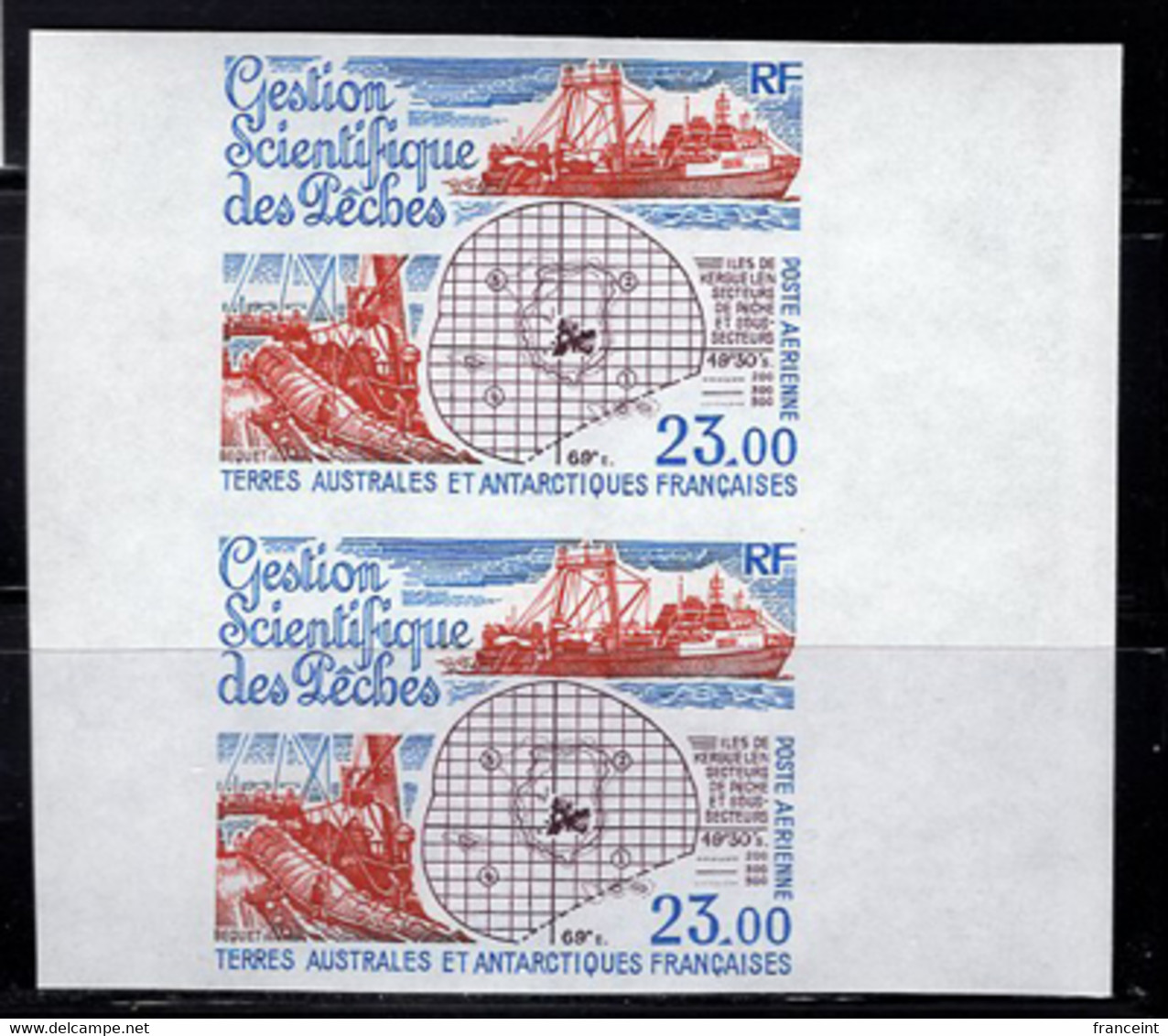 F.S.A.T. (1994) Fishery Management. Iimperforate Pair. Scott No C129, Yvert No PA130. - Non Dentelés, épreuves & Variétés