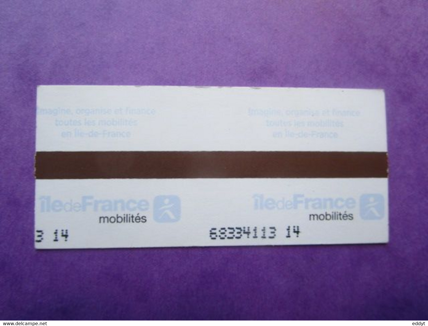 1 TICKET  Métro Autobus Rer -  RATP/SNCF - PARIS - 2° Classe  - TBE - World