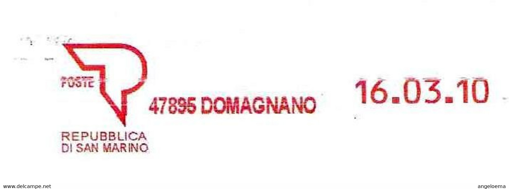 SAN MARINO - 2010 Ufficio PT DOMAGNANO - Ema Annullatrice Meccanica Rossa Red Meter Su Busta Non Viaggiata - 1898 - Covers & Documents
