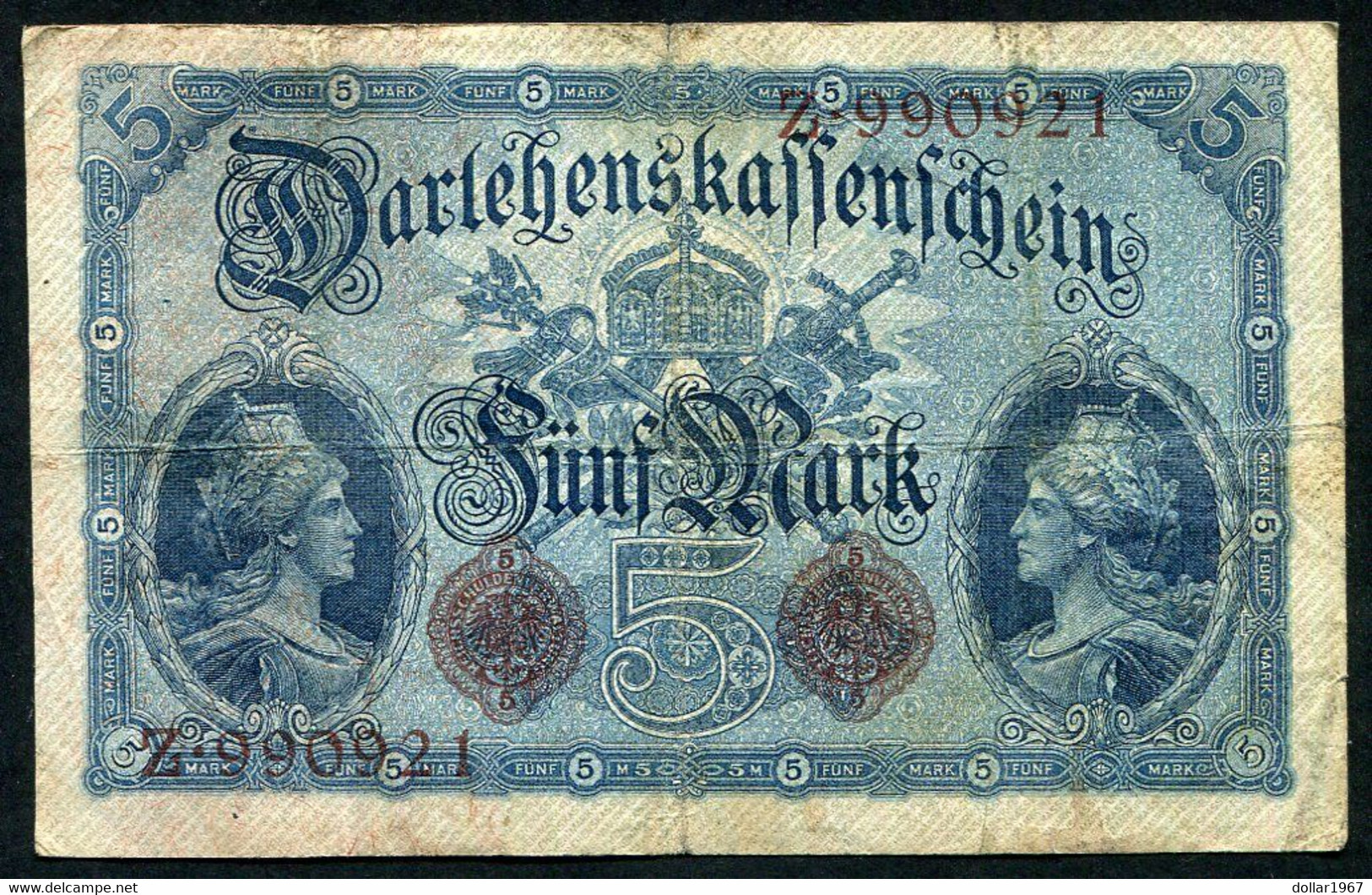 Germany - Duitsland ,6stellig ( A )  Ersten Weltkriegs , 5 Mark  1914-1918 - NR Z 990921 - 5 Mark